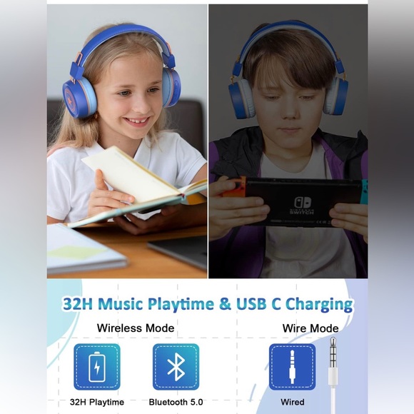 New bee Kids Bluetooth Headphones with Microphone Bluetooth - Picture 5 of 9